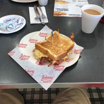 Johnny Rockets - Breakfast Sandwich (Egg, Bacon, Cheese). Very good and warm. - Burgers Near Me - Atlantic City, New Jersey Johnny Rockets - Breakfast Sandwich (Egg, Bacon, Cheese). Very good and warm. - Burgers Near Me - Atlantic City, New Jersey