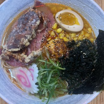 Gyuro Ramen - Spicy Garlic Miso w. Soft Shell Crab and Beef ChaShu - Ramen Near Me - Chicago, Illinois