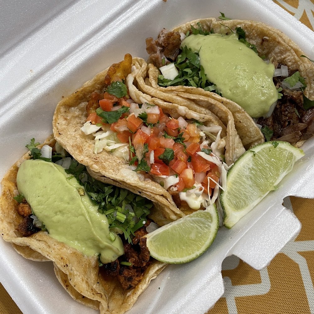 Fish, carnitas, Al pastor tacos