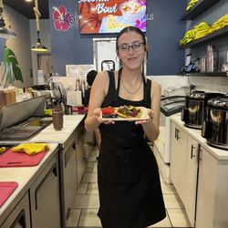 Kaia Bowls - Shea offering our Avocado toast on sourdough bread topped with Microgreens.