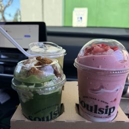 Banana Matcha, Lychee Tea and Strawberry Smoothie