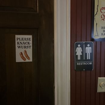 Nocturnem Draft Haus - a bathroom door with a sign on it - Bars Near Me - Bangor, Maine Nocturnem Draft Haus - a bathroom door with a sign on it - Bars Near Me - Bangor, Maine