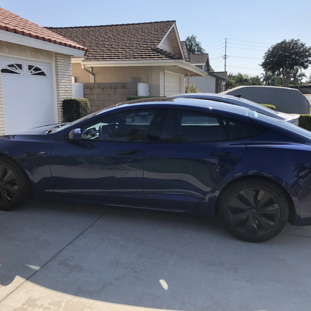 Shadow Auto Tint - '23 Model S with factory tint on side windows.  Tint:  Air 80 on windshield and panoramic roof.  IRX 50 side windows.  IRX 30 rear window. - Car Window Tinting Near Me - Fullerton, California