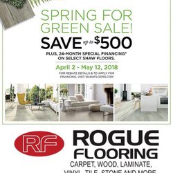 Rogue Flooring - April 2 to may 12 save up to $500 on qualifying shaw flooring!