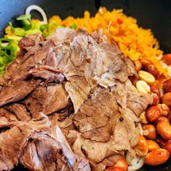 Rain Cafe - Beef Banfen. The noodles beneath were bouncy & had heat to them (5/24/24)