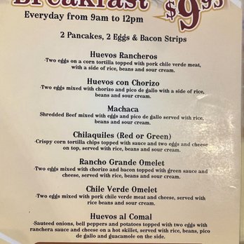 Rancho Grande - Breakfast menu - Mexican Near Me - Bakersfield, California