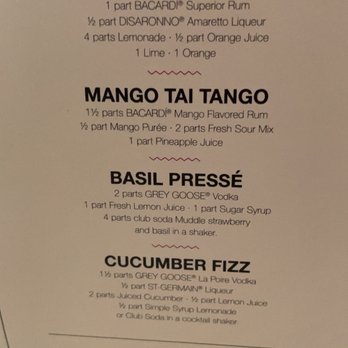 W XYZ Bar - Cocktail menu - Cocktail Bars Near Me - Doral, Florida