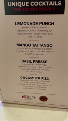 Menu photo 2 W XYZ Bar Doral, FL