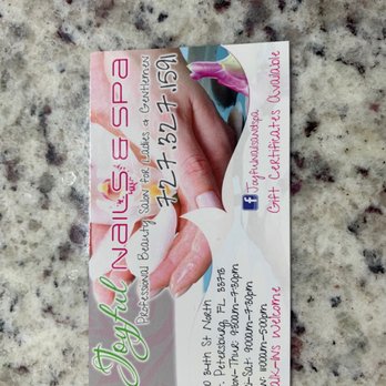 Joyful Nails & Spa - Business card and hours - Nail Salons Near Me - St. Petersburg, Florida Joyful Nails & Spa - Business card and hours - Nail Salons Near Me - St. Petersburg, Florida