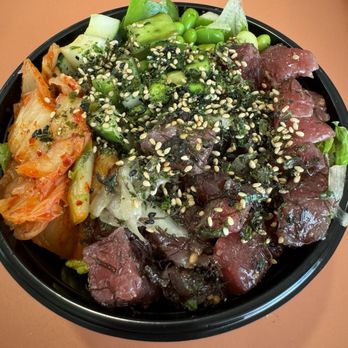 Poke Fix Hawaii - 1 choice bowl with Hawaiian style tuna over greens - Sushi Bars Near Me - Honolulu, Hawaii Poke Fix Hawaii - 1 choice bowl with Hawaiian style tuna over greens - Sushi Bars Near Me - Honolulu, Hawaii