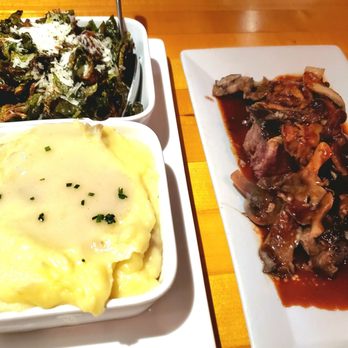 Salty Sow - Filet bone-in, mashed potatoes, and brussel sprouts - American Near Me - Austin, Texas Salty Sow - Filet bone-in, mashed potatoes, and brussel sprouts - American Near Me - Austin, Texas