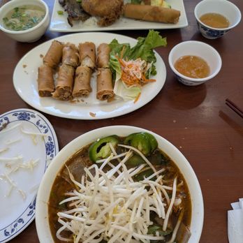 Pho New Saigon - Top to bottom: 45 rice combo, A3 imperial rolls, Bun Bo hue - Vietnamese Near Me - Foster City, California Pho New Saigon - Top to bottom: 45 rice combo, A3 imperial rolls, Bun Bo hue - Vietnamese Near Me - Foster City, California