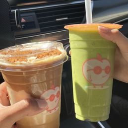 Cookie butter latte & Green Machine smoothie Cookie butter latte & Green Machine smoothie