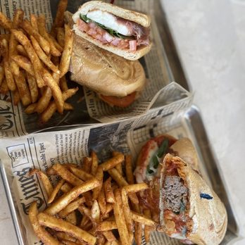 Gelati & Peccati - two trays of french fries and a sandwich - Pizza Near Me - Encinitas, California