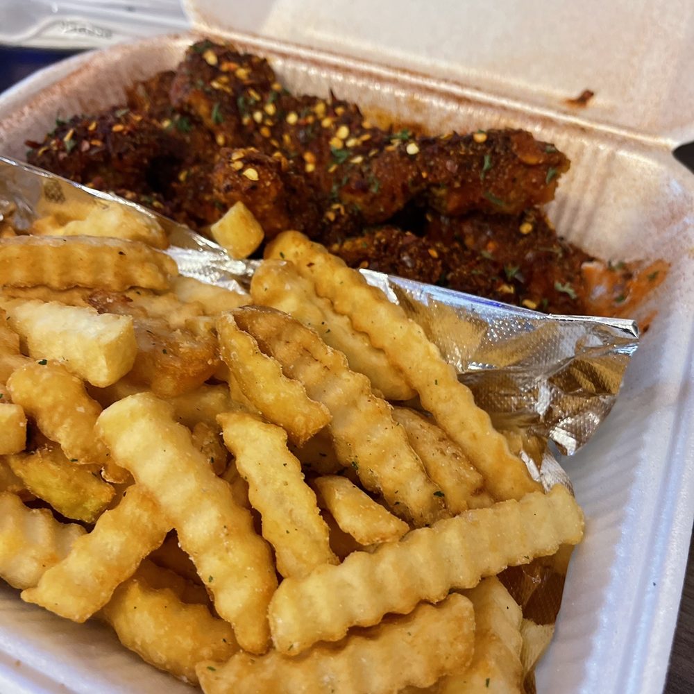 Valley Wings - 5pc chicken tender with Hot dry rub and fries - Chicken Wings Near Me - Scottsdale, Arizona Valley Wings - 5pc chicken tender with Hot dry rub and fries - Chicken Wings Near Me - Scottsdale, Arizona