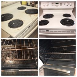 Silicon Valley House Cleaning - Before and after pics of stove top and oven cleaning.
