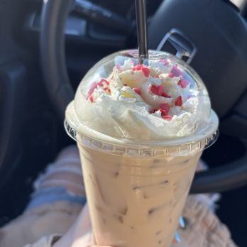 Joan + Joe Coffee - Iced Raspberry Vanilla Latte (Seasonal Special) - Coffee & Tea Near Me - Charles Town, West Virginia Joan + Joe Coffee - Iced Raspberry Vanilla Latte (Seasonal Special) - Coffee & Tea Near Me - Charles Town, West Virginia