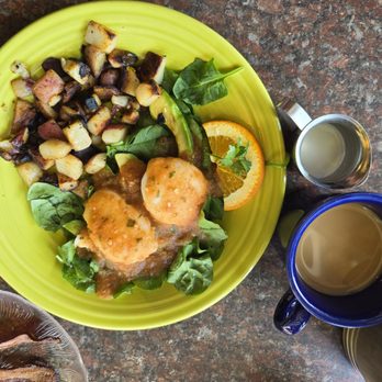 Morning Star Cafe - Purty naked bennies with potatoes instead of fruit & coffee - Breakfast & Brunch Near Me - Grand Haven, Michigan
