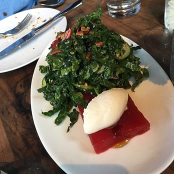 Manhattan Beach Post - Three grain kale salad with watermelon and goat cheese mousse - New American Near Me - Manhattan Beach, California Manhattan Beach Post - Three grain kale salad with watermelon and goat cheese mousse - New American Near Me - Manhattan Beach, California