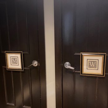Downtown 140 - a bathroom with two black doors - New American Near Me - Hudson, Ohio Downtown 140 - a bathroom with two black doors - New American Near Me - Hudson, Ohio