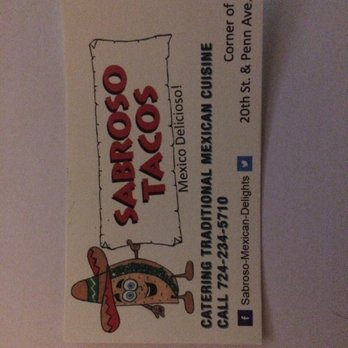 Sabroso Mexican Delights - Business card - Street Vendors Near Me - Pittsburgh, Pennsylvania Sabroso Mexican Delights - Business card - Street Vendors Near Me - Pittsburgh, Pennsylvania