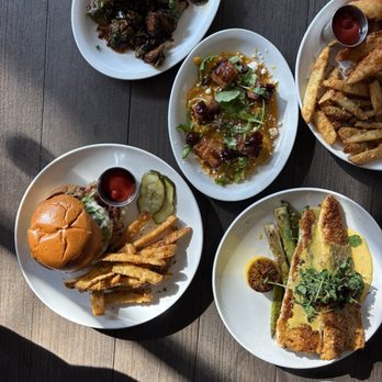 Southern Yankee Crafthouse - Pastrami melt, Crispy Smoked Pork Belly, Fish and Chips, Brussels sprouts - Cocktail Bars Near Me - Houston, Texas