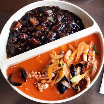 Joong Koog Jip - Half jjajangmyeon half jjampong ($12) - Korean Near Me - Bayside, New York Joong Koog Jip - Half jjajangmyeon half jjampong ($12) - Korean Near Me - Bayside, New York