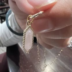 Crystal Dreams - Daughter's pick: gold plated paper clip style, with rose quartz pendant.