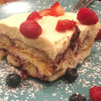 Cafe Gabbiano - A special that's not on the regular dessert menu, berry-misu, ladyfingers with cream and mixed berries. - Italian Near Me - Sarasota, Florida