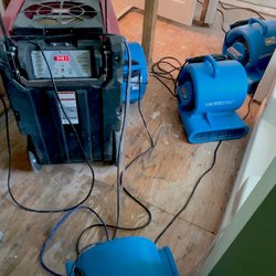 R4 Restoration - Dehumidifiers and Air Movers in a Water Damaged Bathroom