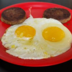 Double D Diner - Look at all the undercooked white slime eggs more so on the right egg, a first for me.