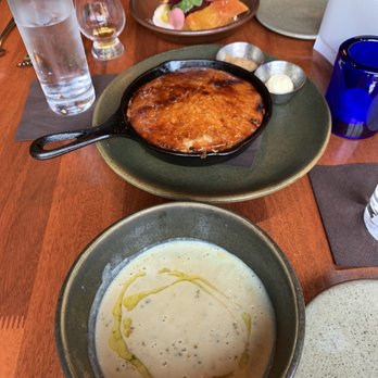 Zynodoa - Broccoli and smoked Gouda soup Bruleed Cast Iron Cornbread - New American Near Me - Staunton, Virginia