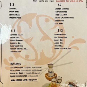 Okini Sushi - HH menu- 12/2022 - Japanese Near Me - Pleasant Hill, California