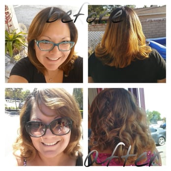 Mane Salon - Before (top) and After (bottom) picture. - Hair Salons Near Me - Upland, California