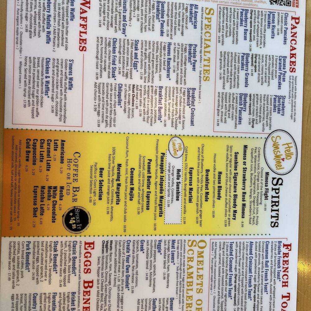Sunshine Breakfast Bar - Menu - Breakfast & Brunch Near Me - Phoenix, Arizona Sunshine Breakfast Bar - Menu - Breakfast & Brunch Near Me - Phoenix, Arizona
