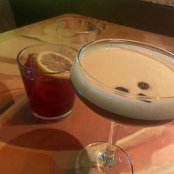 Root Down - Beet down left and espresso martini right - New American Near Me - Denver, Colorado Root Down - Beet down left and espresso martini right - New American Near Me - Denver, Colorado
