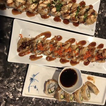 Sansei Japanese Restaurant - (Top to bottom) The cougar roll Las Vegas roll Tempura crab roll - Japanese Near Me - Reedley, California Sansei Japanese Restaurant - (Top to bottom) The cougar roll Las Vegas roll Tempura crab roll - Japanese Near Me - Reedley, California