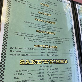 Cedar Glen Malt Shop - Menu 6/26/24 - American Near Me - Cedar Glen, California