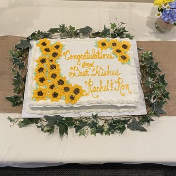 R-Place Restaurant - The cake was made there too-- white with raspberry filling-- and decorated to match our sunflower theme! It was delicious! - American Near Me - Elizabeth, Pennsylvania R-Place Restaurant - The cake was made there too-- white with raspberry filling-- and decorated to match our sunflower theme! It was delicious! - American Near Me - Elizabeth, Pennsylvania