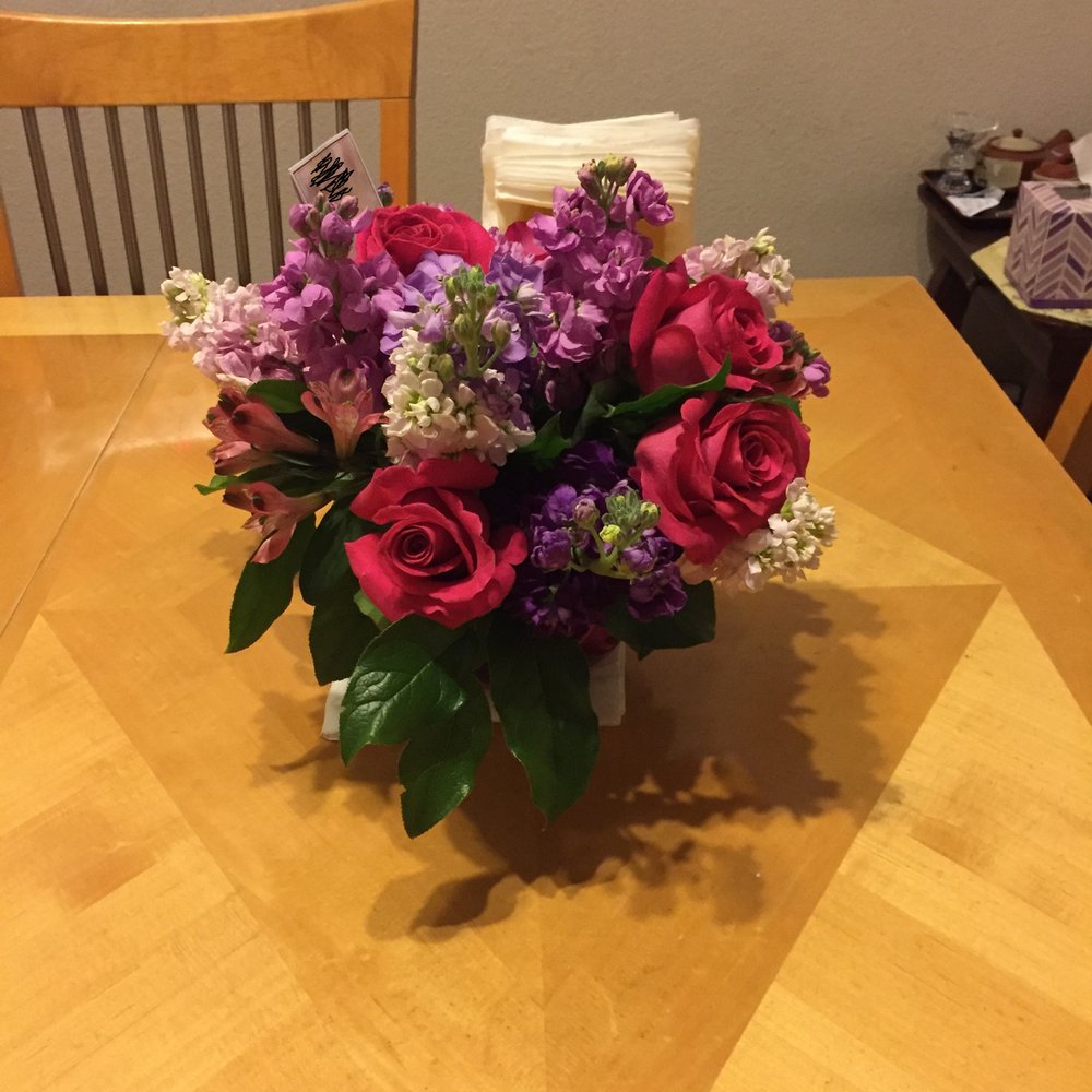 Marleigh's Floral Design - Side (left) view 12.5 hours after delivery (my mom might have slightly moved something). Photo taken past midnight. Prettier in person. [: - Florists Near Me - Milpitas, California Marleigh's Floral Design - Side (left) view 12.5 hours after delivery (my mom might have slightly moved something). Photo taken past midnight. Prettier in person. [: - Florists Near Me - Milpitas, California