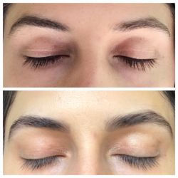 Elite Beauty Bar - Before and after brow tinting with Lane
