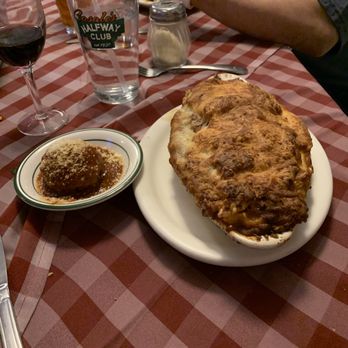 Casale's Halfway Club - Lasagna with a side meatball.  Huge. - Pizza Near Me - Reno, Nevada