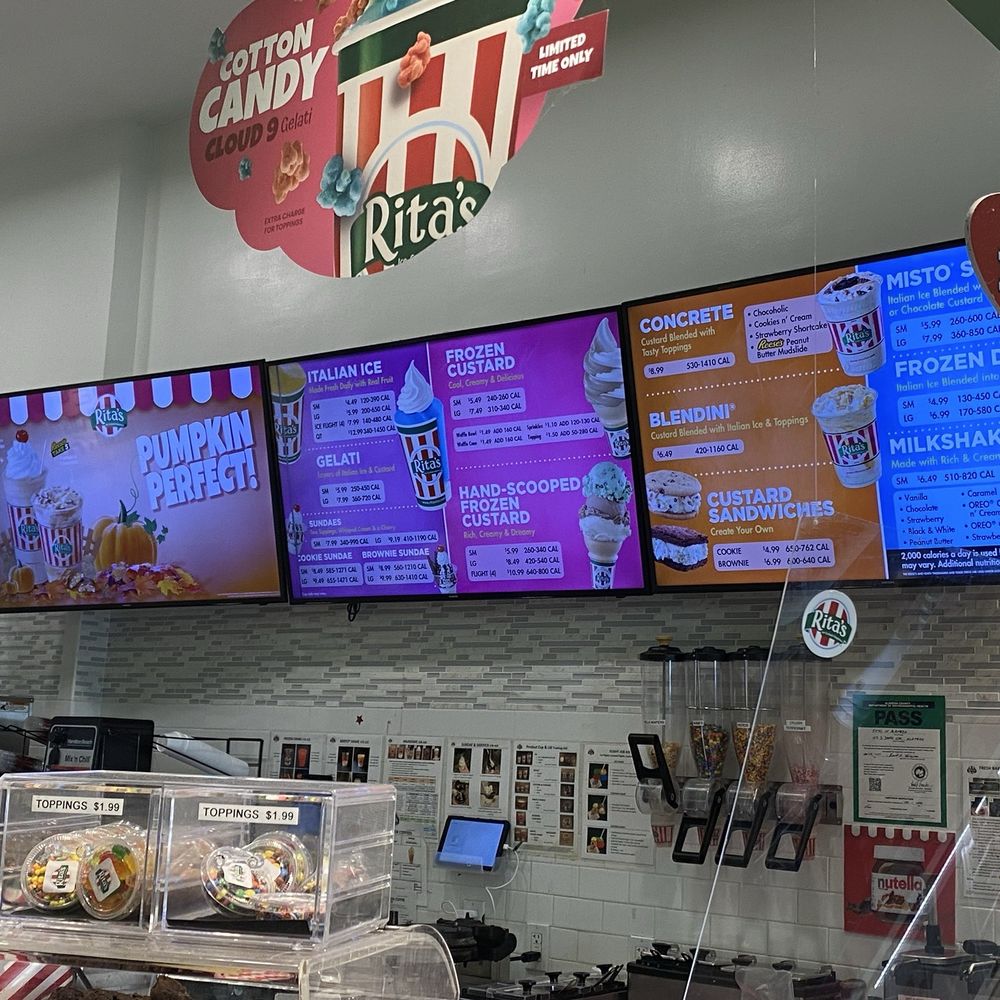 Rita's Italian Ice & Frozen Custard - Photo 2: Menu - Ice Cream & Frozen Yogurt Near Me - Alameda, California Rita's Italian Ice & Frozen Custard - Photo 2: Menu - Ice Cream & Frozen Yogurt Near Me - Alameda, California