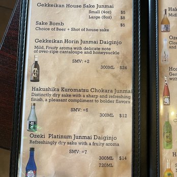 Tokyo Japanese Steakhouse - a menu for sake - Sushi Bars Near Me - Walla Walla, Washington