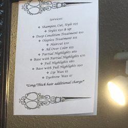 Elements Salon and Day Spa - Mikaylas price list