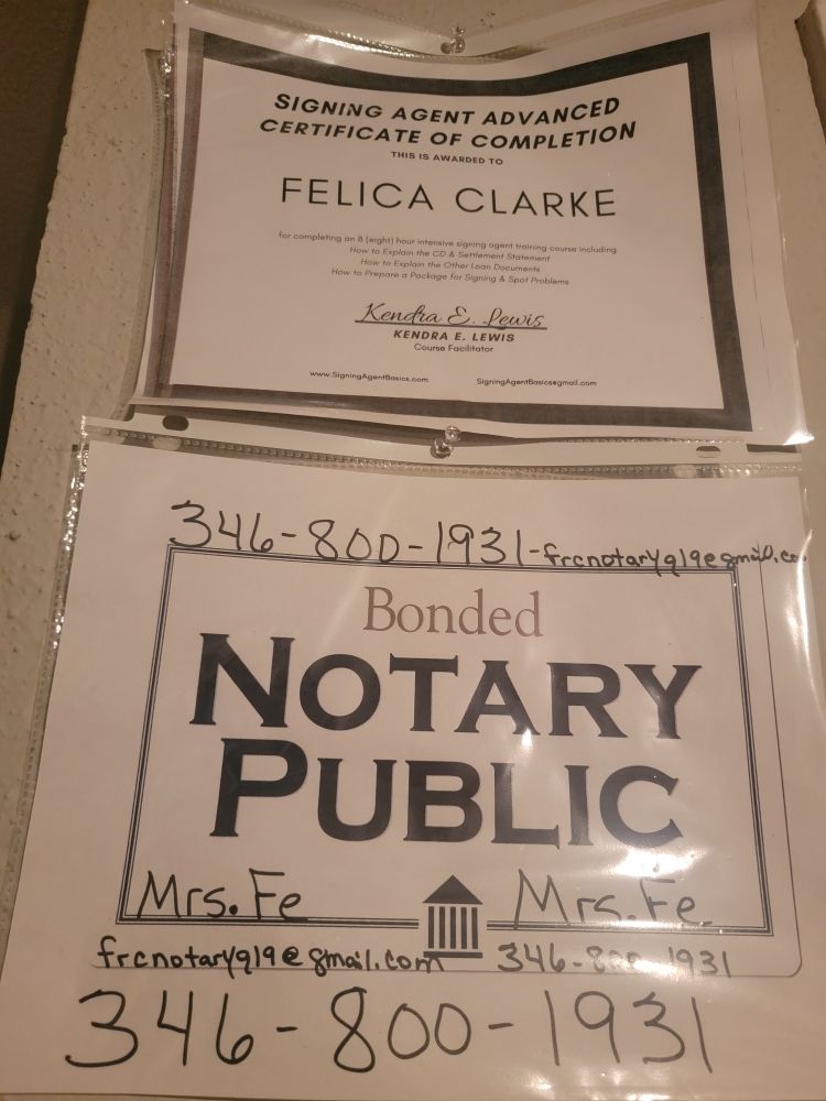 MRS FEFE NOTARY SERVICES 7011 Harwin Dr, Houston, Texas Request a