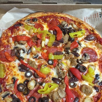 Blaze Pizza - Spicy red sauce, mozzarella, pepperoni, sausage, black/kalamata olives, roasted red peppers, greek peppers, roasted garlic, spices/sea salt - Pizza Near Me - Visalia, California Blaze Pizza - Spicy red sauce, mozzarella, pepperoni, sausage, black/kalamata olives, roasted red peppers, greek peppers, roasted garlic, spices/sea salt - Pizza Near Me - Visalia, California