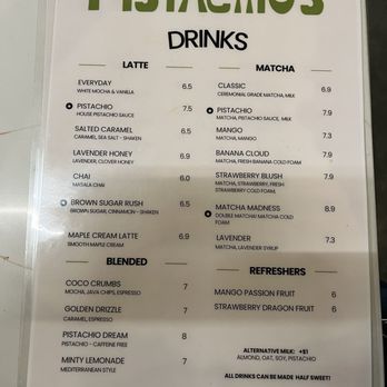 Pistachio’s Coffee Shop - menu - Coffee & Tea Near Me - Houston, Texas Pistachio’s Coffee Shop - menu - Coffee & Tea Near Me - Houston, Texas