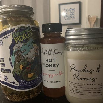 Oak Hill Farm - Pickles, hot honey, candle (also got a sweatshirt and was tempted to get some baby toys) - Farmers Market Near Me - Holmdel, New Jersey Oak Hill Farm - Pickles, hot honey, candle (also got a sweatshirt and was tempted to get some baby toys) - Farmers Market Near Me - Holmdel, New Jersey