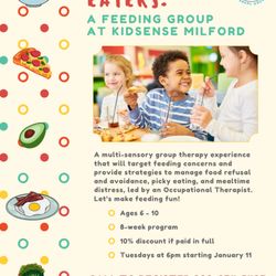 KidSense Therapy Group - Milford - Working on feeding skills in a group setting, with other kids that have similar struggles can make therapy more fun and motivating for all!